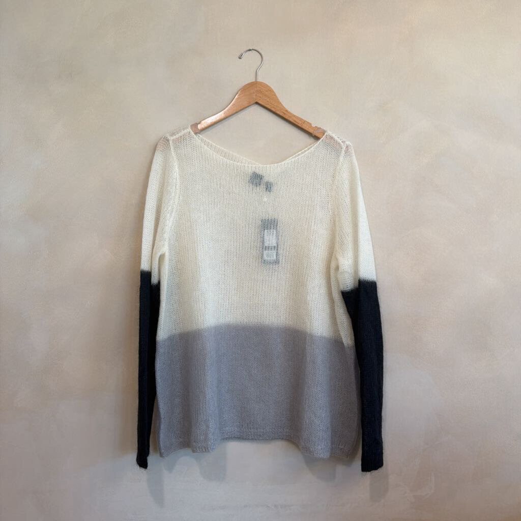 Eileen Fisher, Mohair Wool Blend Color Block Sweater, XL