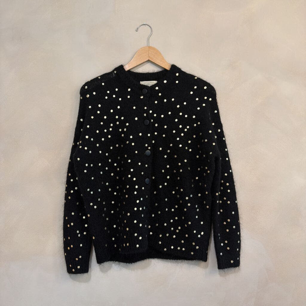 Sezane, Gold Metallic Spotted Cardigan, XXS