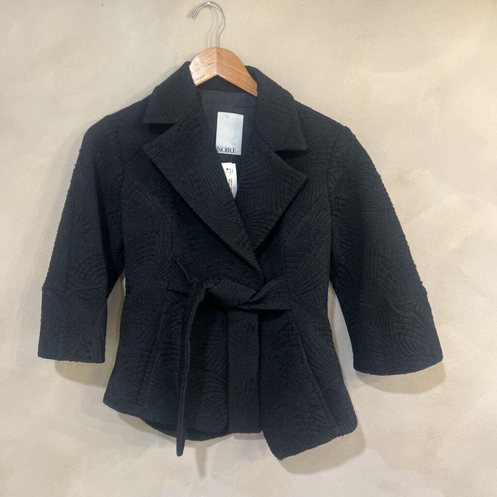FABRIZIO NOIRE, Brocade 3/4 Sleeve Belted Jacket, 42