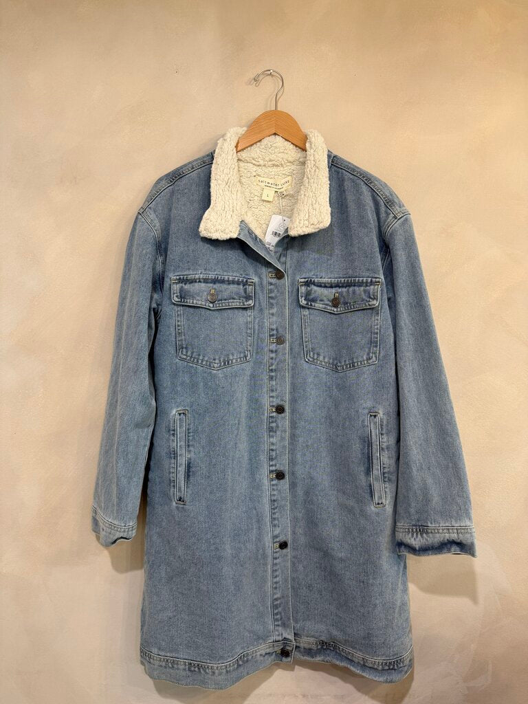 SALTWATER LUXE, NWT Elysta Long Denim Jacket, L