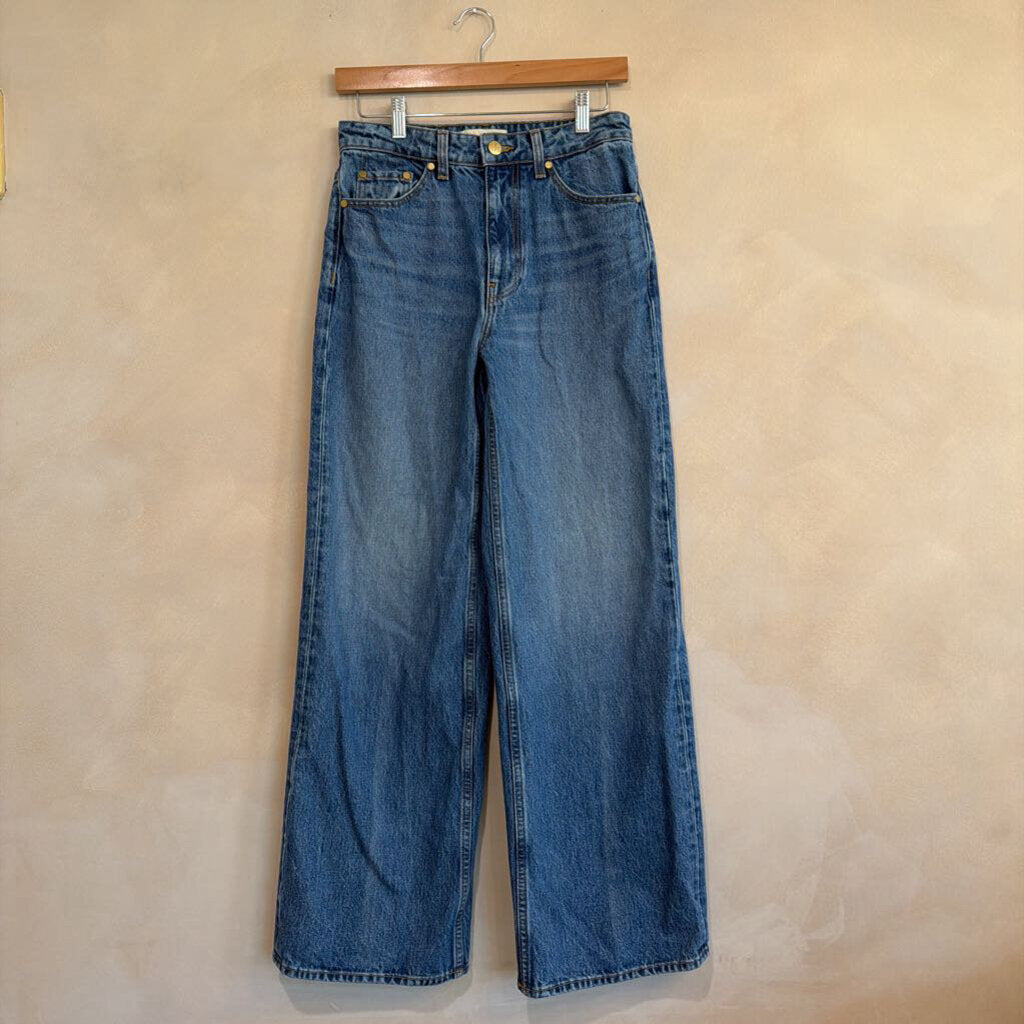 ULLA JOHNSON, Medium Wash Denim w Gold Buttons Jeans, 25