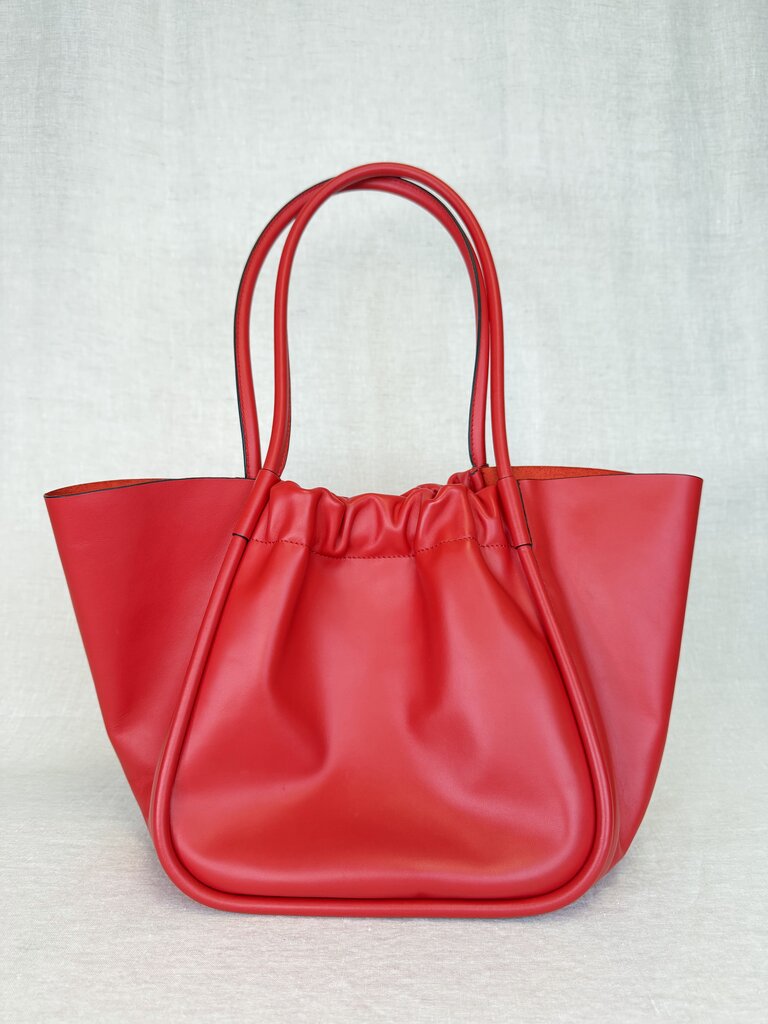 Ruched Leather Top Handle/Tote