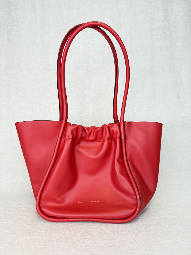 Ruched Leather Top Handle/Tote