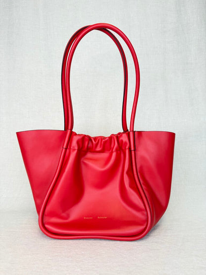 Ruched Leather Top Handle/Tote