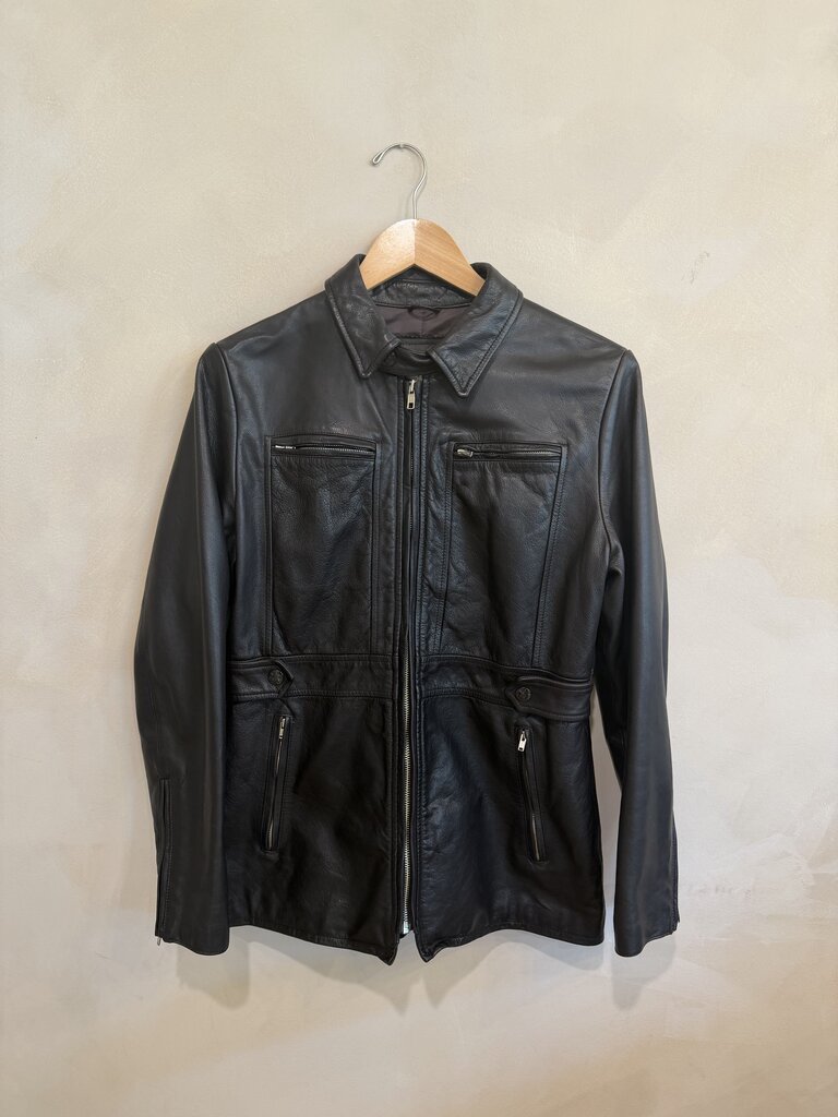 BANANA REPUBLIC, Leather Jacket with Zips, M