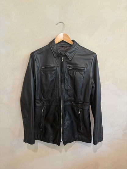 BANANA REPUBLIC, Leather Jacket with Zips, M