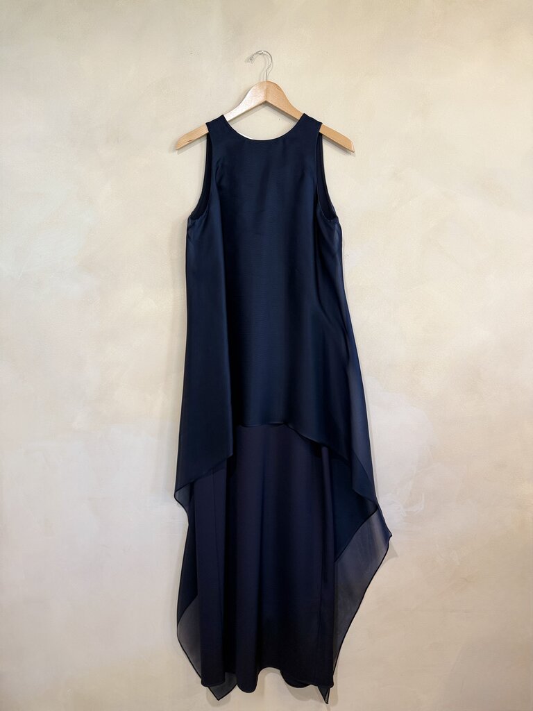 LAFAYETTE 148, Silk Formal Maxi Dress With Sheer Overlay, S