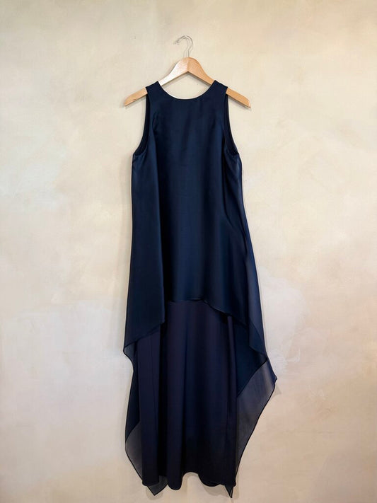 LAFAYETTE 148, Silk Formal Maxi Dress With Sheer Overlay, S