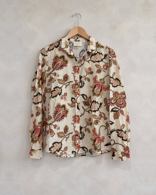 SEZANE, Floral Cotton Button Up Top, 38
