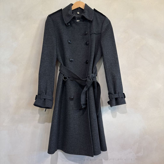 BURBERRY, Wool Trench Coat Charcoal, 8