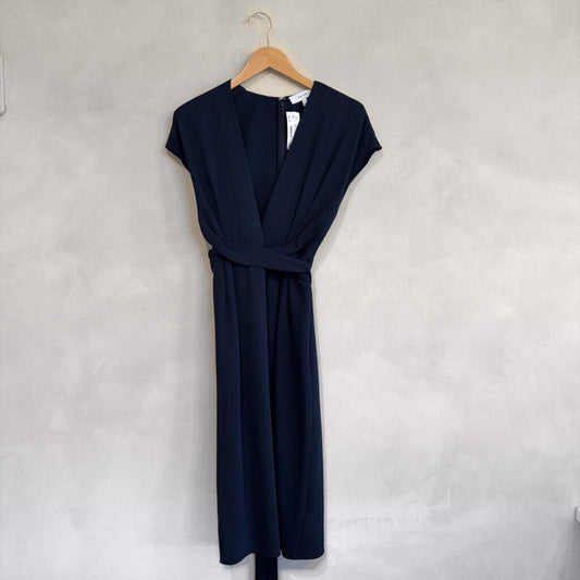 REISS, Draped Neckline Tie Waist Dress, 4