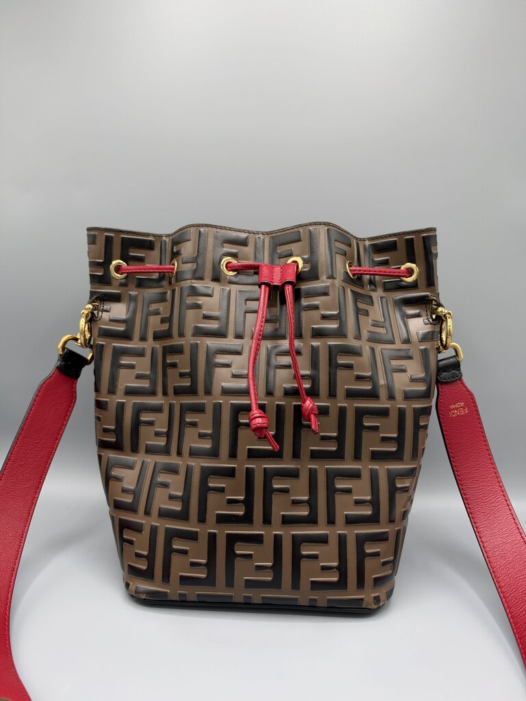 FENDI, Mon Tresor Logo Bucket Bag 2018–2019, Brown/Tan