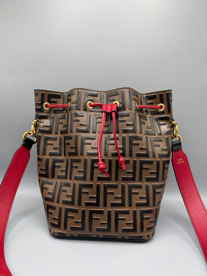 FENDI, Mon Tresor Logo Bucket Bag 2018–2019, Brown/Tan