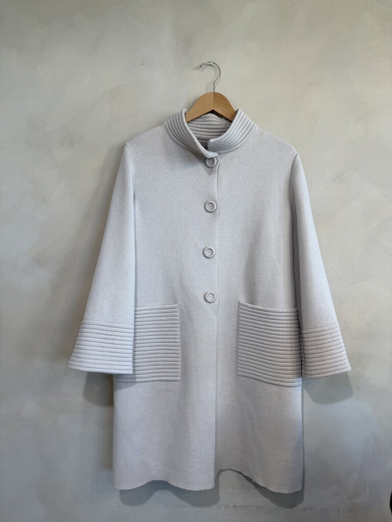 D. EXTERIOR, Wool Coat W Ribbed Collar/Pockets, S