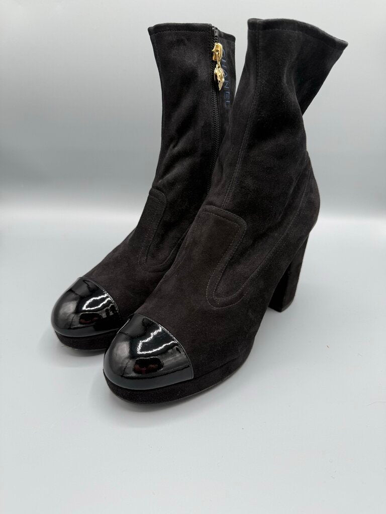 Suede w Patent Leather Toe