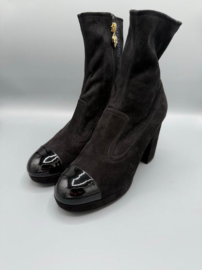 Suede w Patent Leather Toe