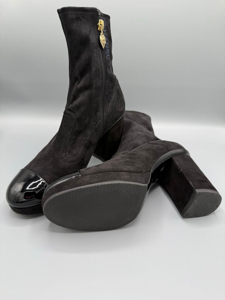 Suede w Patent Leather Toe