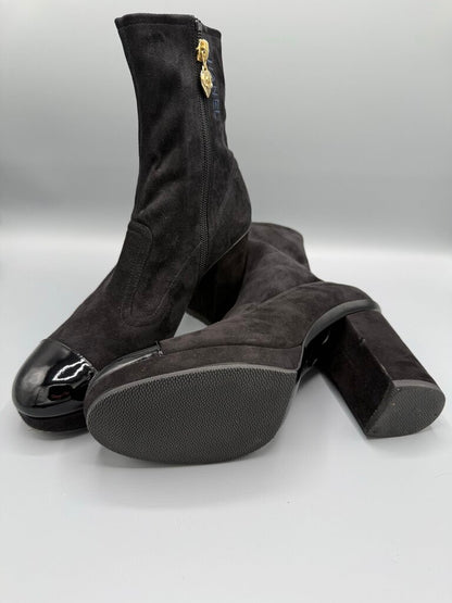 Suede w Patent Leather Toe