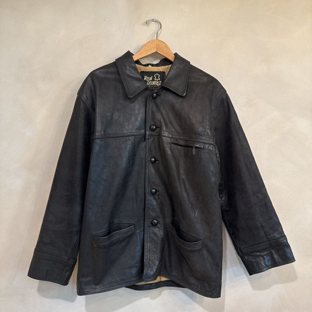 REAL LEATHER, Oversized Leather Jacket, L