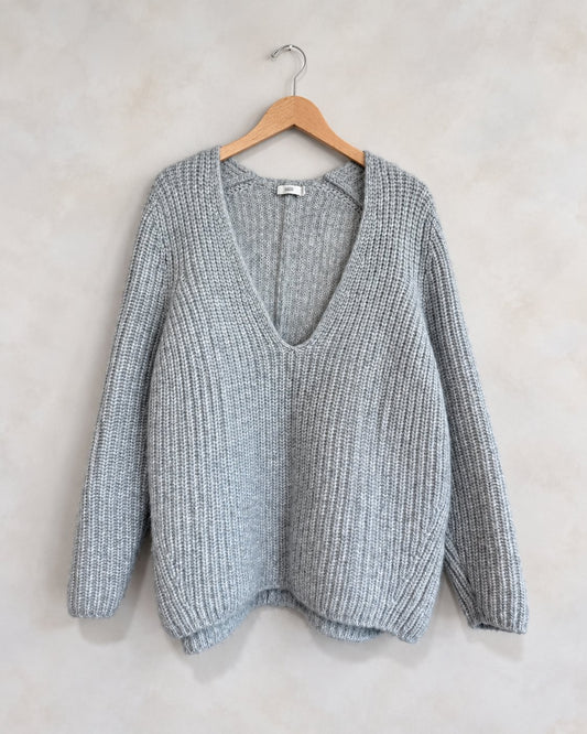 CLOSED, Alpaca Blend Deep V Sweater, M on a wooden hanger
