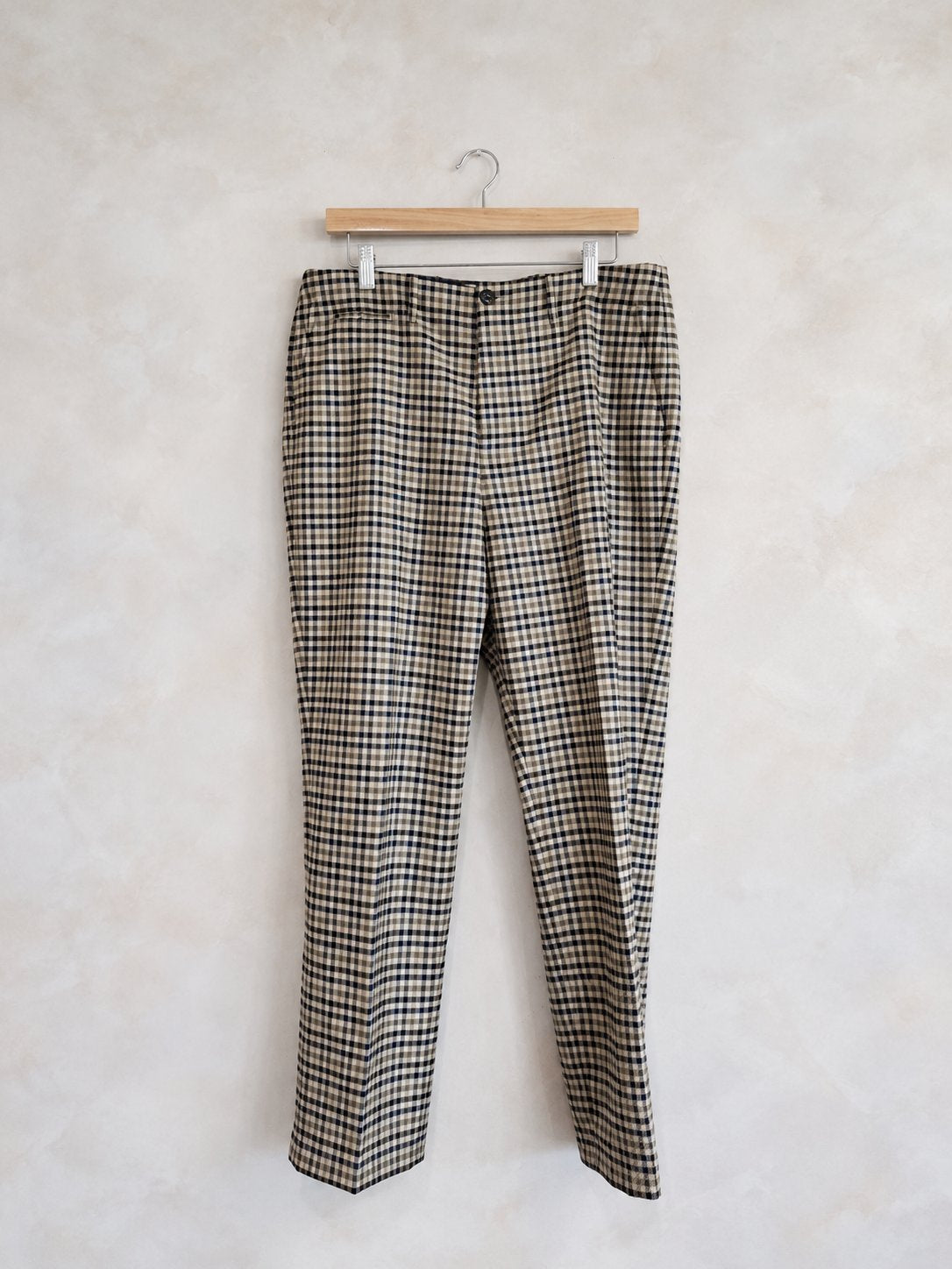 CLOSED, Plaid Trousers, 30 on a wooden hanger
