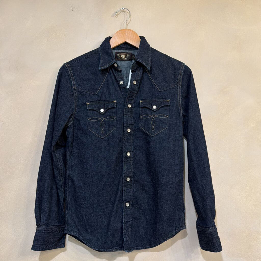 Dark Denim Wester Style Shirt sz XS