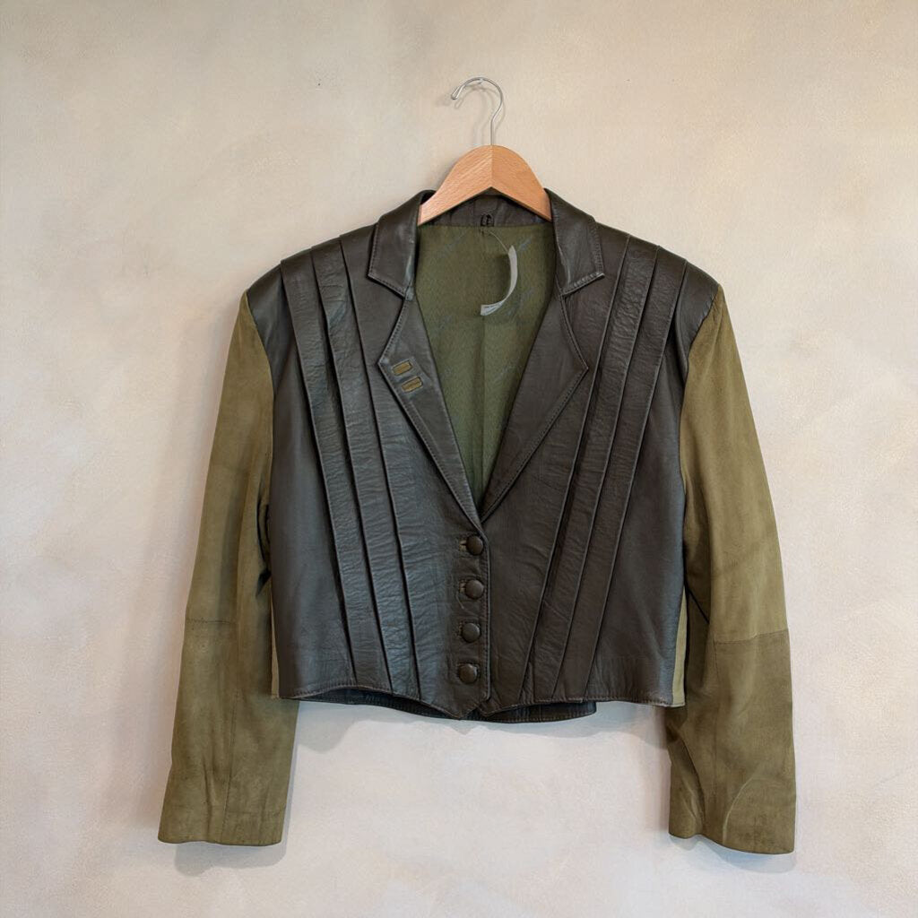 SAINT LAURENT, Vintage Suede & Leather Cropped Jacket, N/S