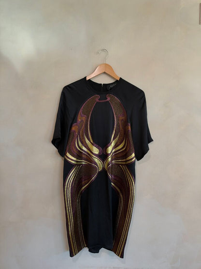 GUCCI, Short Sleeve Silk Lurex Pattern Dress, 42