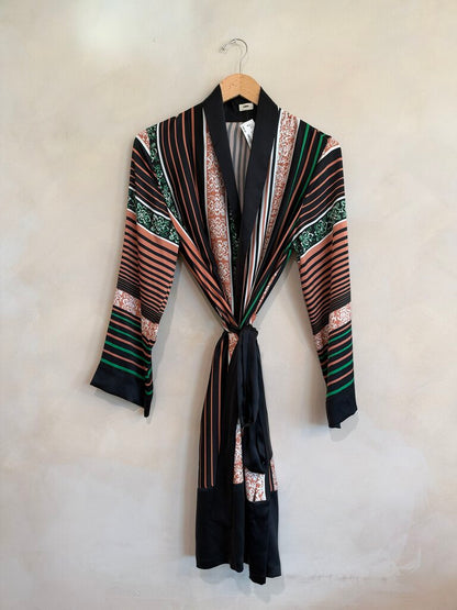 WARM, Silk Stripe Kimono Robe, S
