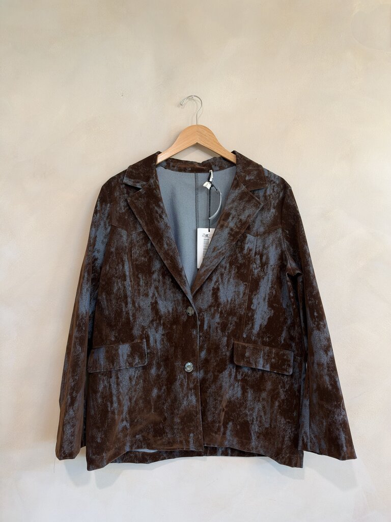 DEJAVU, Denim Velvet Burnout Blazer, 1