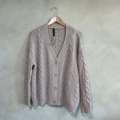 JENNI KAYNE, Alpaca Merino Blend Cable Knit Cardigan, XS