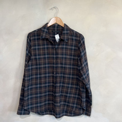 JENNI KAYNE, Cotton Plaid Button Up Shirt, M