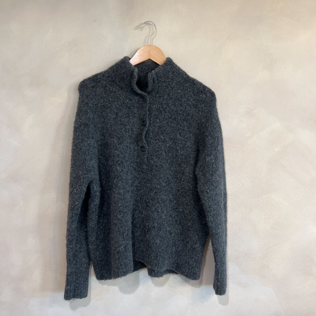 JENNI KAYNE, Alpaca Merino Blend Henley Mockneck Sweater, M