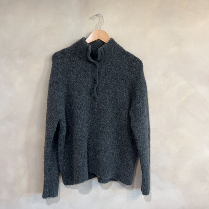 JENNI KAYNE, Alpaca Merino Blend Henley Mockneck Sweater, M