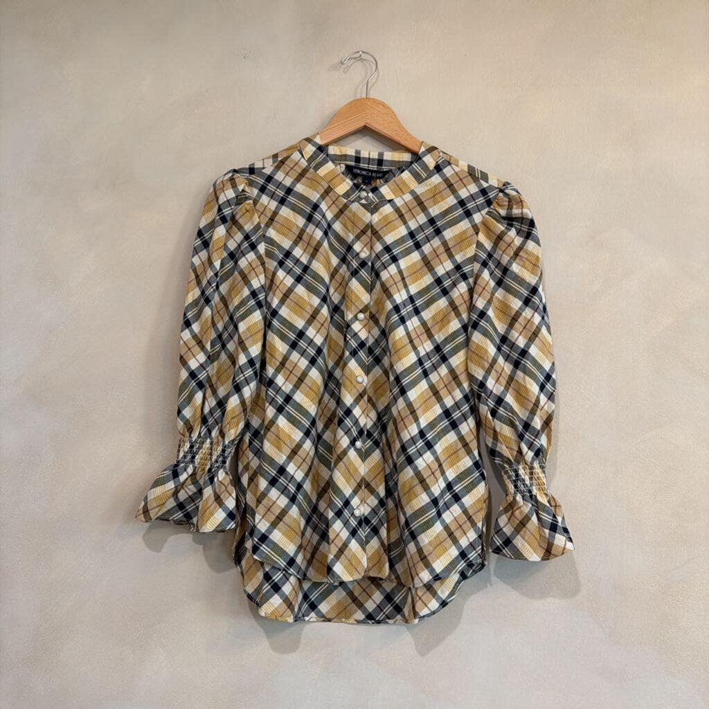 VERONICA BEARD, Three Quarter Sleeve Plaid Ashlyn Blouse, 6
