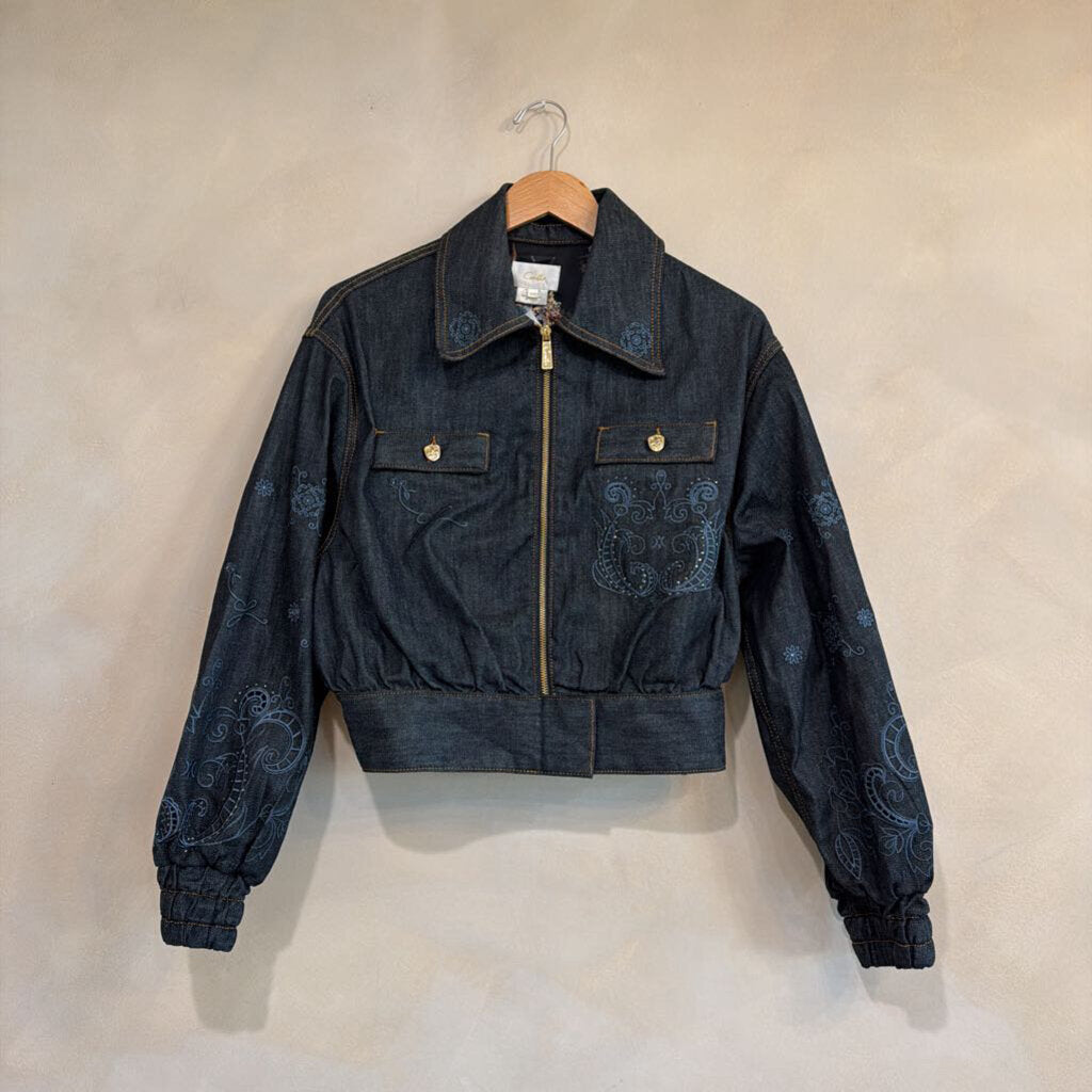 CAMILLA, Embellished Denim Bomber Jacket, XS/S