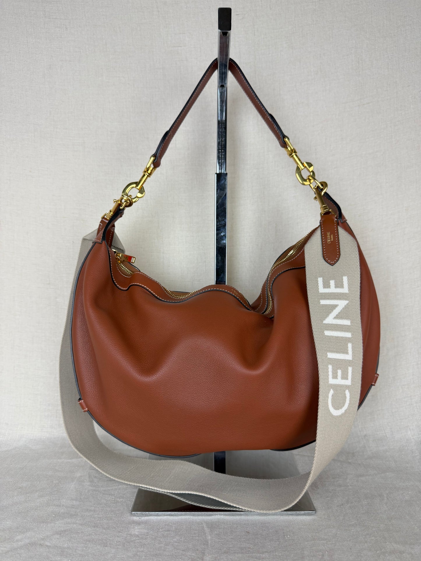 Celine Leandre Leather Medium Hobo- Brown