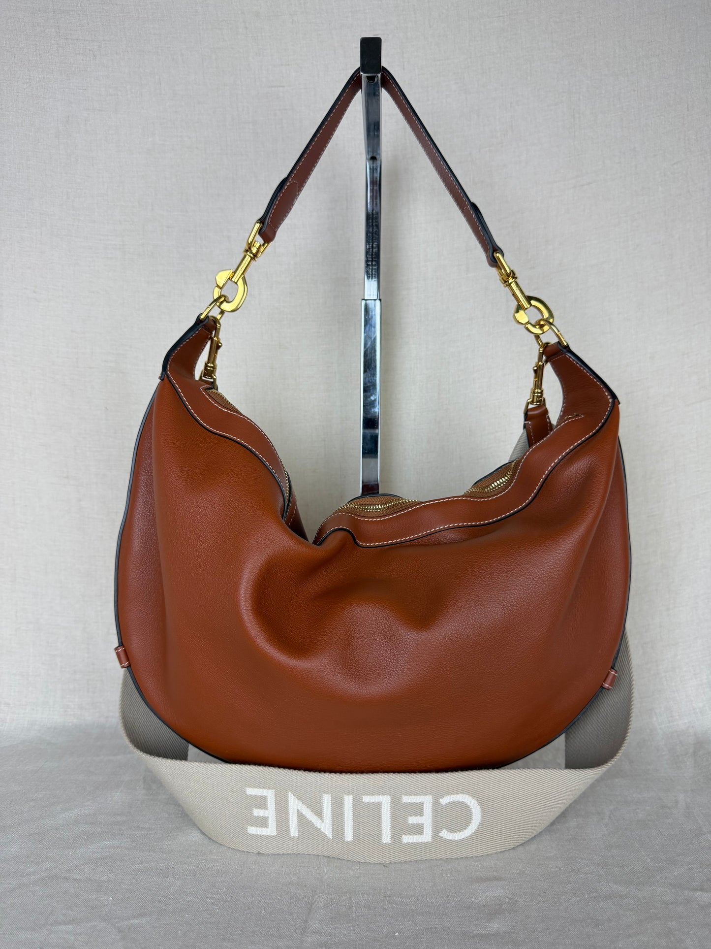 Celine Leandre Leather Medium Hobo- Brown