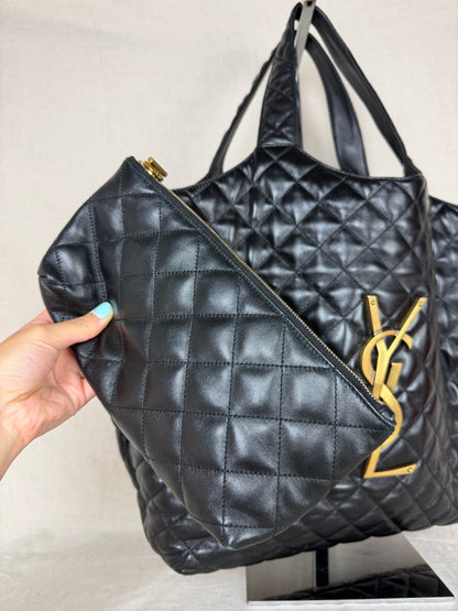 Saint Laurent Icare Quilted Leather Maxi Tote MSRP $5100- Black