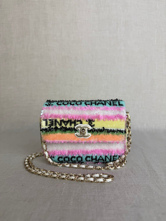 Chanel 2021-2022 Mini Flap Multicolor Sequin Bag