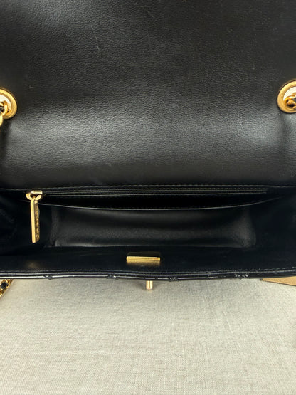 Chanel 2021 Black Patent Enamel Mini Coco Hearts Square Flap Bag