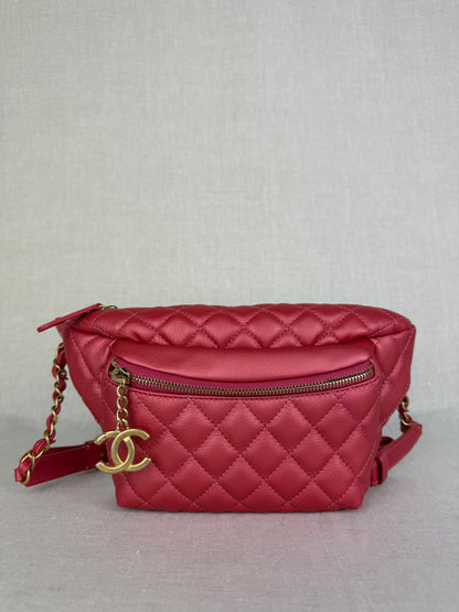 Chanel 2019-2020 Caviar Quilted Affinity Belt Bag in Pink
