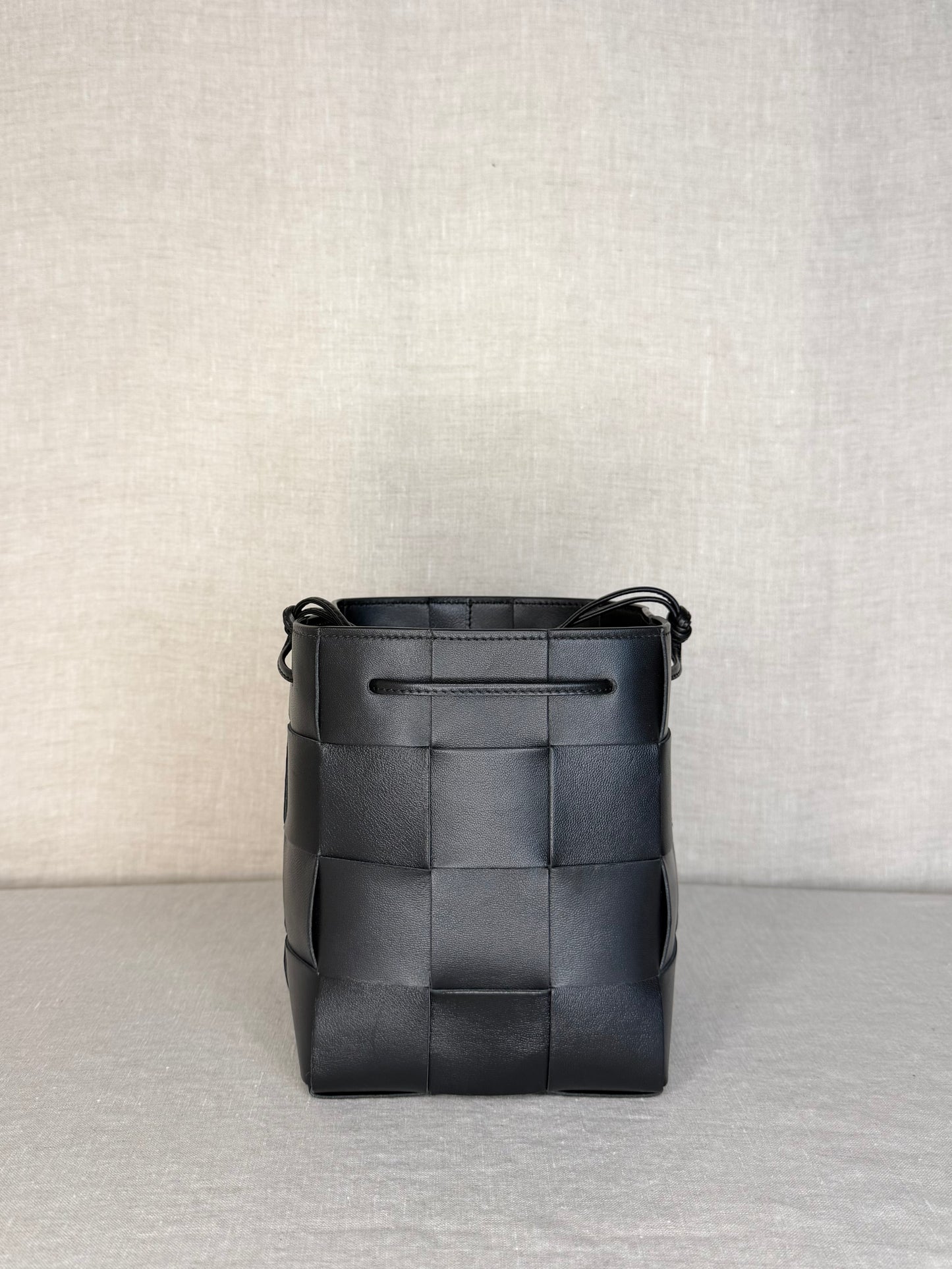 Bottega Veneta Intreccio Mini Bucket Bag in Black Leather