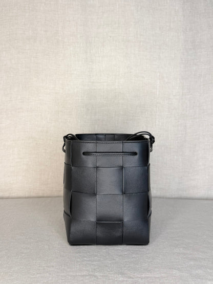 Bottega Veneta Intreccio Mini Bucket Bag in Black Leather