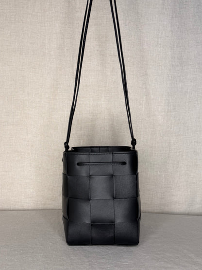 Bottega Veneta Intreccio Mini Bucket Bag in Black Leather