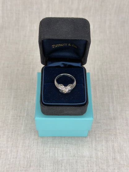 Tiffany Signature White Gold Knot Ring Size 5.5