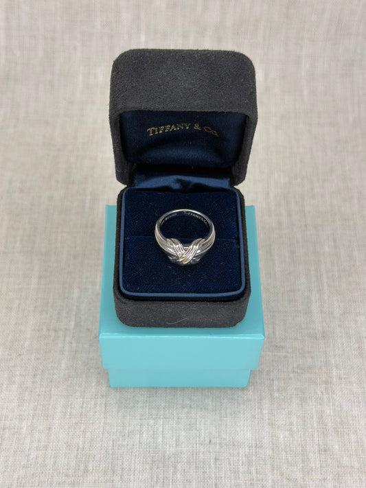 Tiffany Signature White Gold Knot Ring Size 5.5