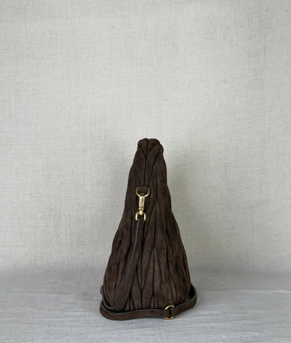 Miu Miu Matelasse Small Suede Hobo- Brown Suede
