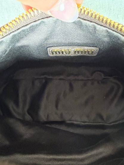 Miu Miu Matelasse Small Suede Hobo- Brown Suede