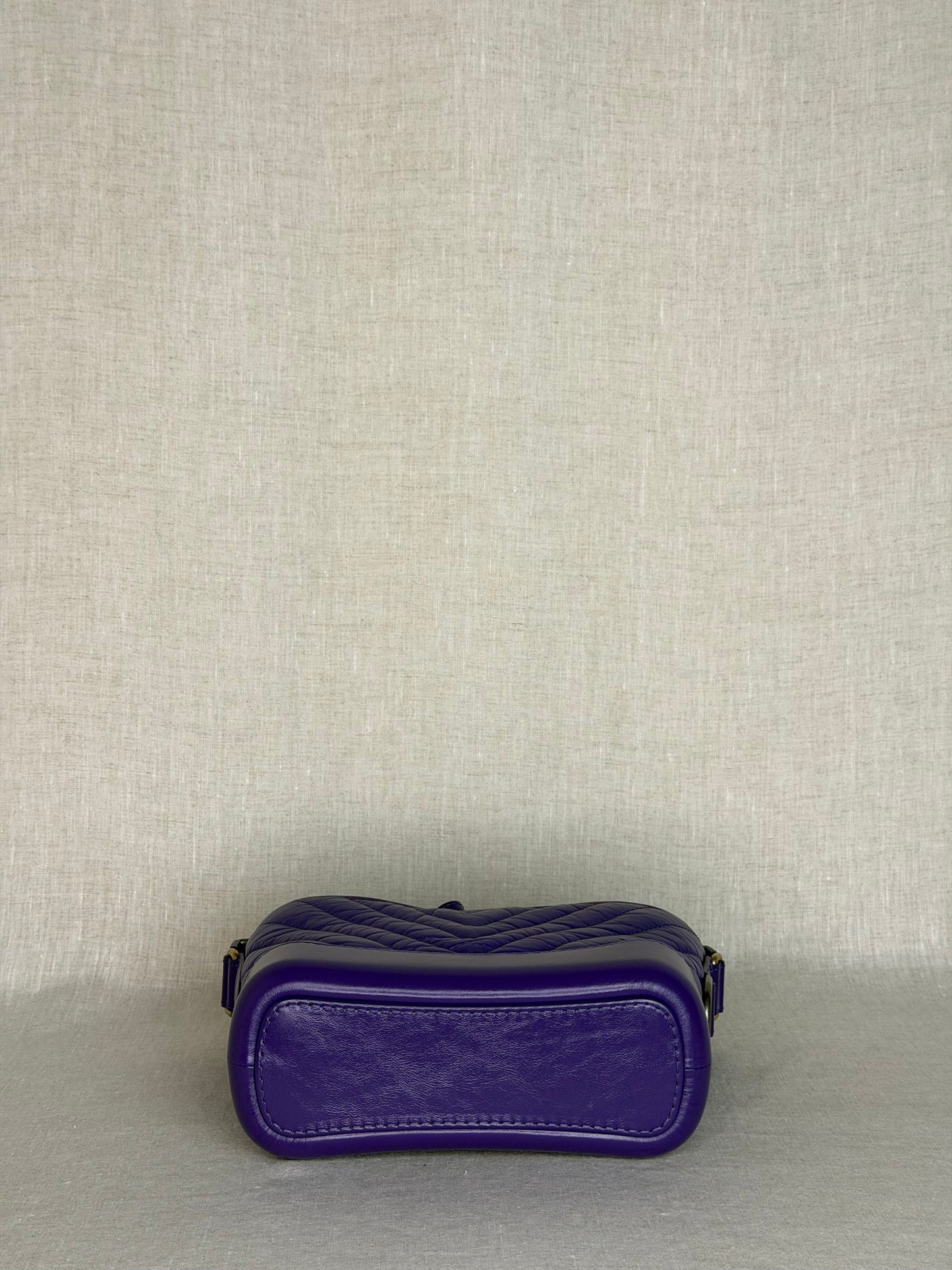 2019-2020 Chanel Aged Calfskin Purple Chevron Quilted Small Gabrielle Hobo